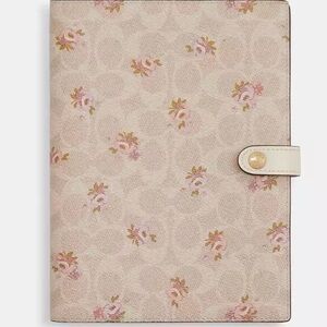 Coach Notebook In Signature Canvas With Floral Print